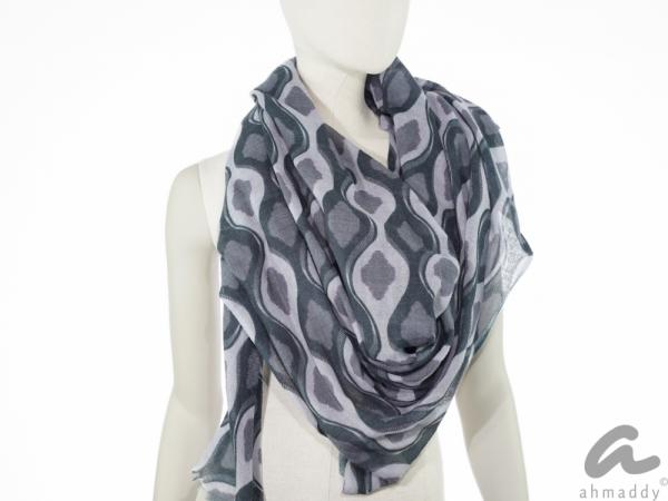 AHMADDY Wollschal silbergrau rosa mocca